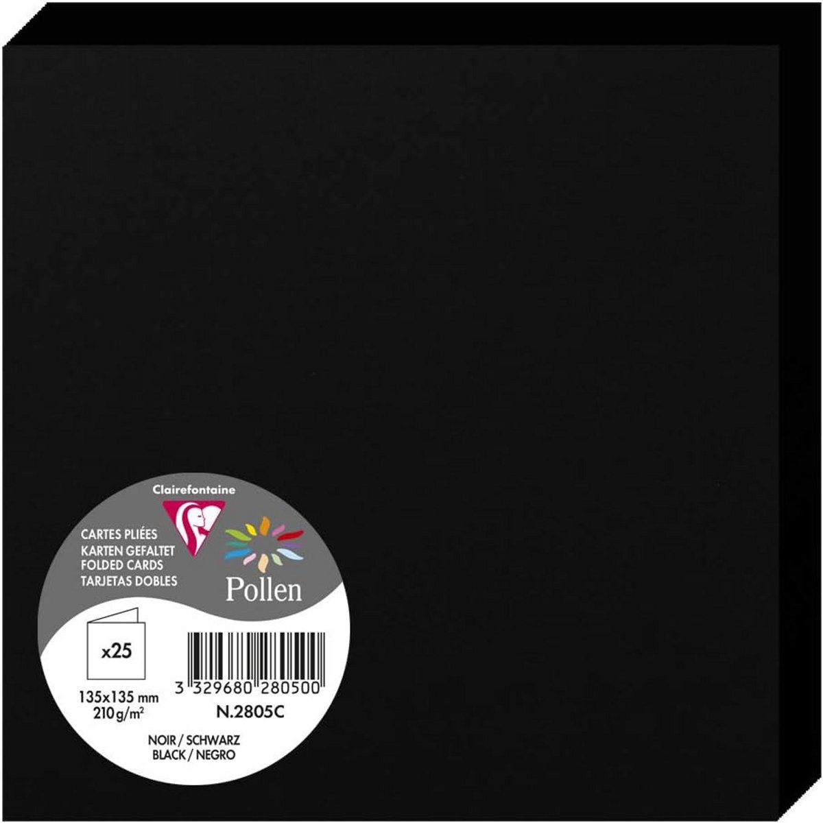 Dubbele Kaarten Zwart - 135x135mm - 210g - Inclusief Enveloppen voor Uitnodigingen en Kaarten