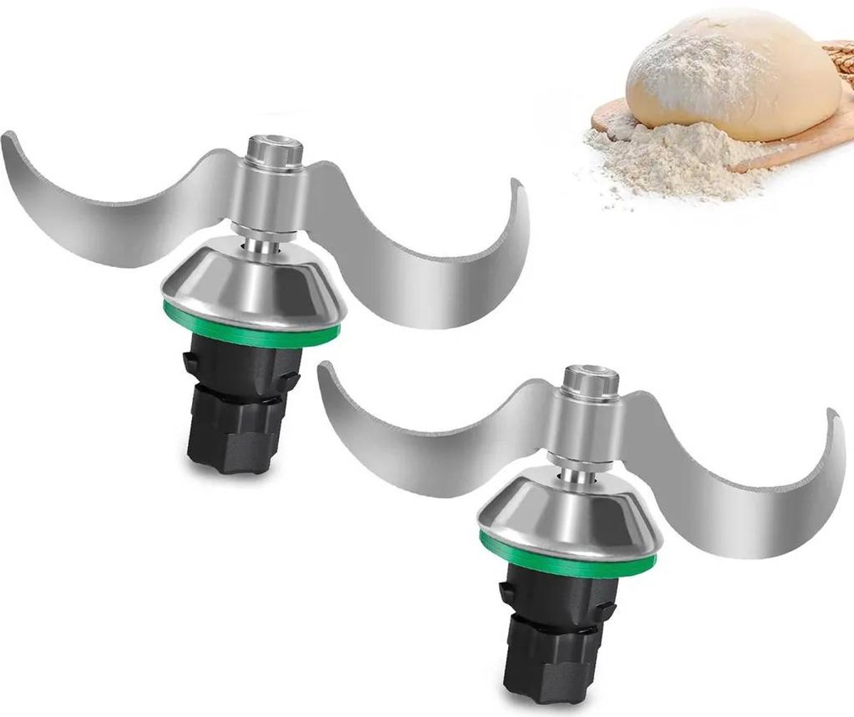 Tweedelige kneedmessenset Geschikt voor Thermomix TM6/TM5 – roestvrijstalen kneedmessen, geen deegresten, hygiënisch en snel en gemakkelijk schoon te maken.