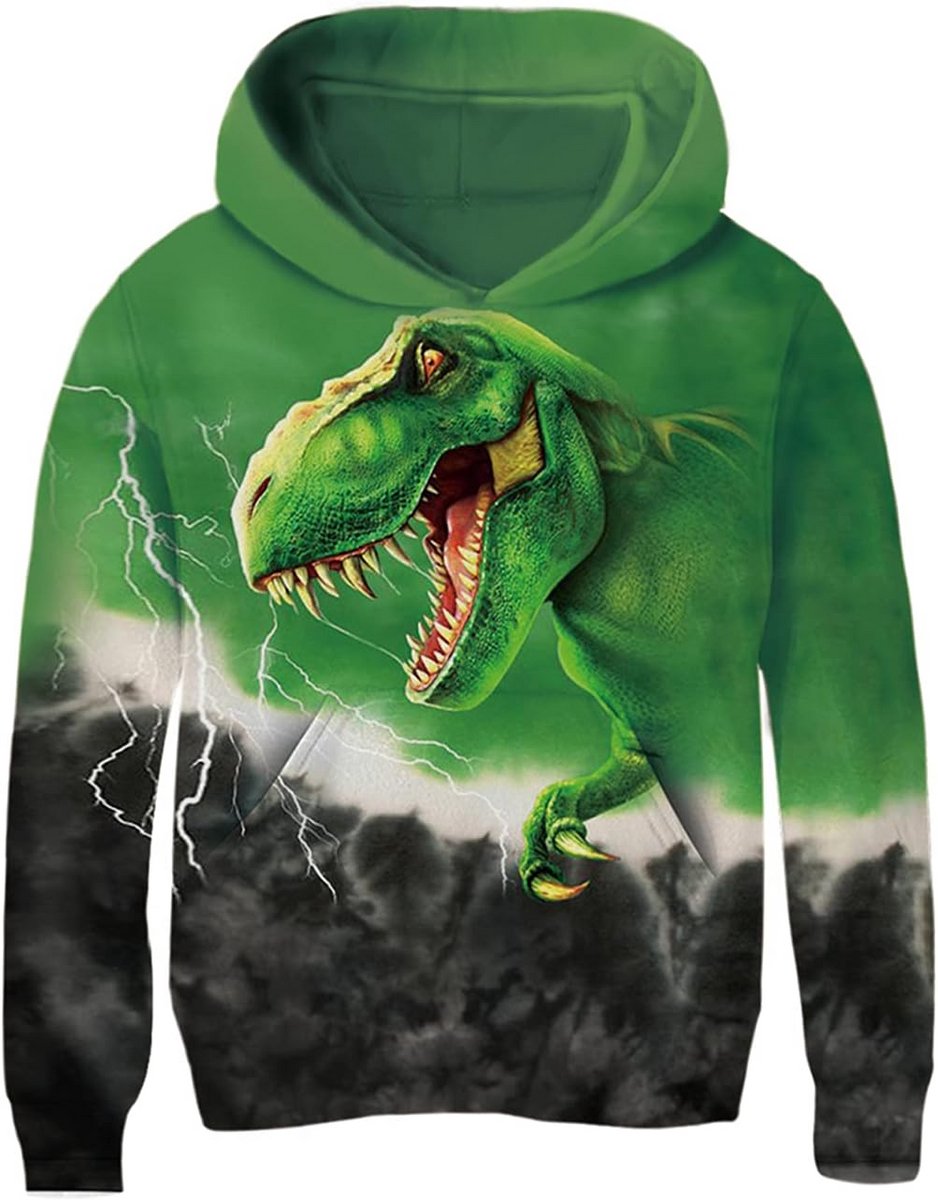 Kinder Hoodie met 3D Capuchon dinosaurusprint voor jongens en meisjes