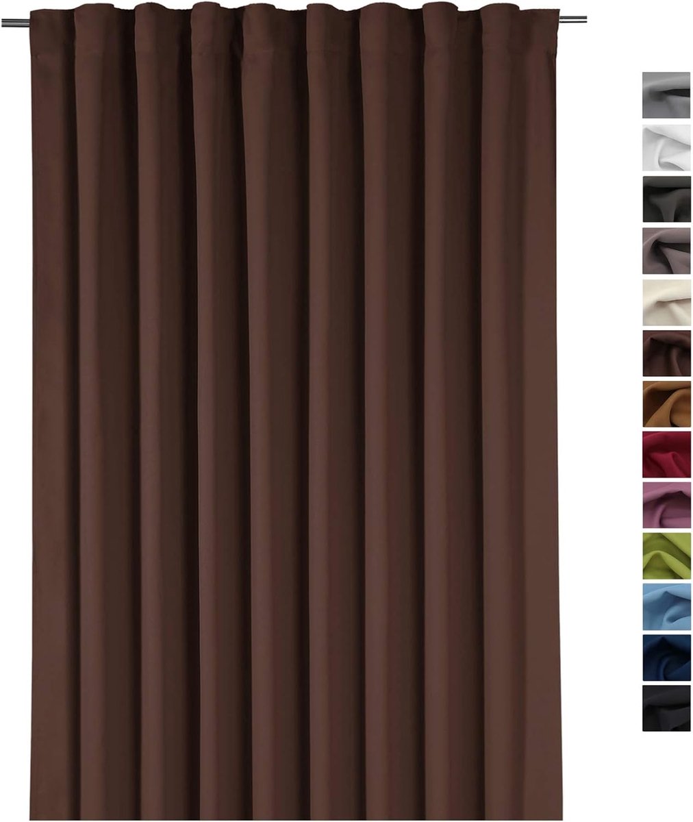 Famanu Gordijn XXL - ondoorzichtig verduisterend gordijn - decoratief overgordijn - thermisch gordijn - h x b 245 x 275 cm - kou - en warmte - isolatie - uitpakken - ophangen - klaar. Gordijntype 139 Bruin