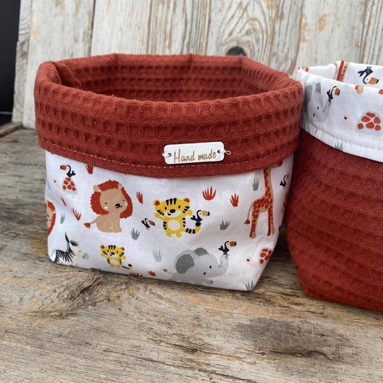 Lovely Stitches Commodemandjes Jungle Dieren Terracotta – Set van 2 — afbeelding 2