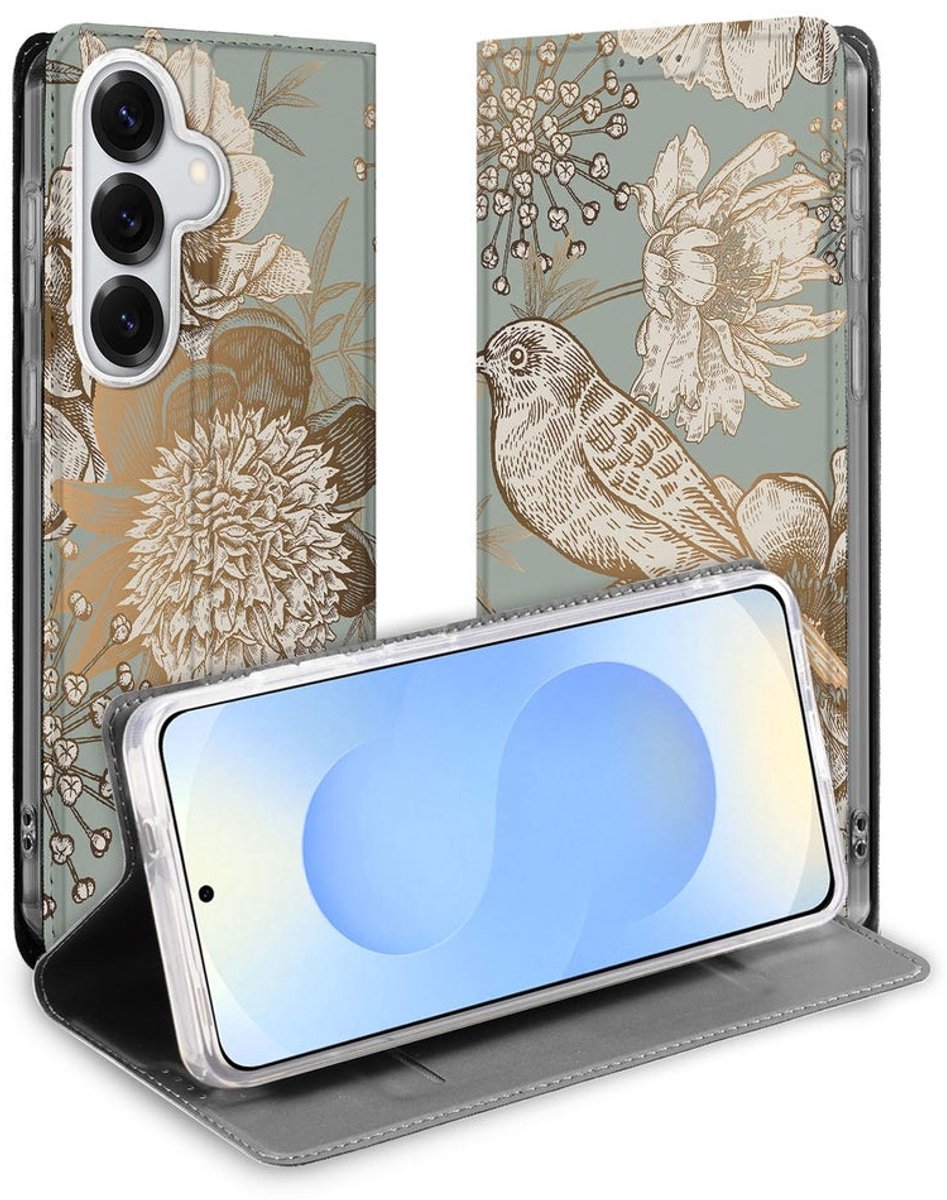Samsung Galaxy S26 Book Cover Vintage Bird Flowers