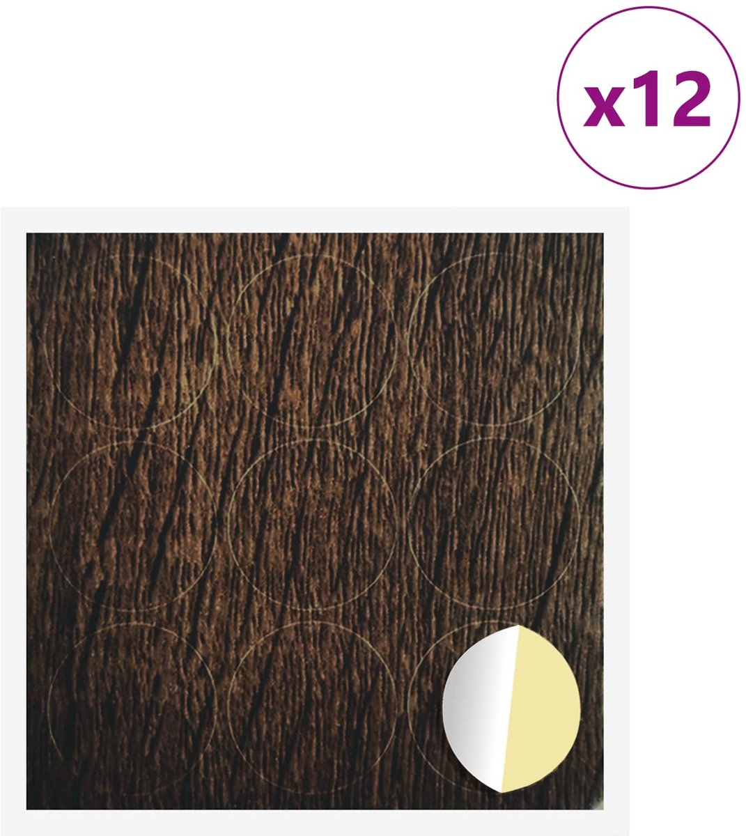 vidaXL - Zelfklevende - schroefcover - 12 - pcs - Bruin - Eiken - Ø - 20 - x - 0,5 - mm
