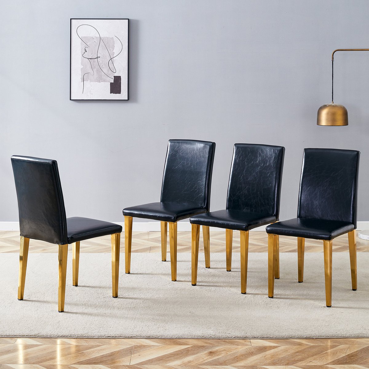 OKWISH Eetkamerstoel 4 Stuks 90 Cm - Minimalistisch Met Ergonomische Rugleuning - Onderhou