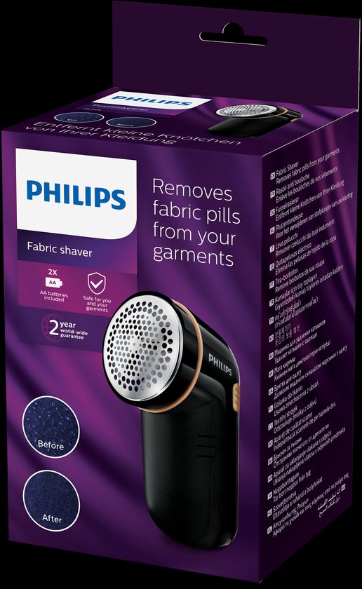 Philips GC026/80 - Pluizenverwijderaar - Kledingontpluizer - Ontpiller met 3 Groottes - Zwart / Koper