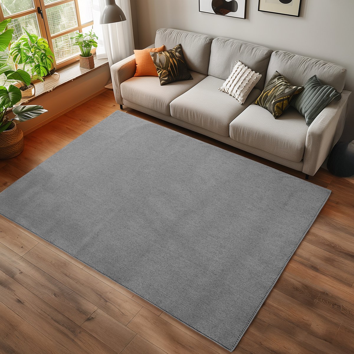 Ayyildiz Helix Vloerkleed Grijs 280x370 cm – Effen Laagpolig Tapijt – Modern Machinaal Geweven Vloerkleed voor Woonkamer, Slaapkamer en Keuken