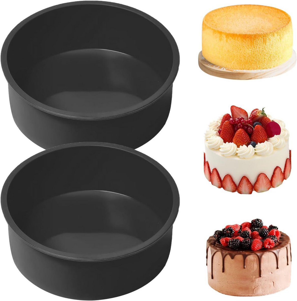 Set van 2 Ronde Bakvormen - Siliconen, Antiaanbaklaag & Herbruikbaar