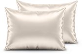 Skin Care Kapselsloop - Satijnen Kussensloop - Champagne - Kussenslopen 60x70 Set van 2 - Beauty kapsel sloop