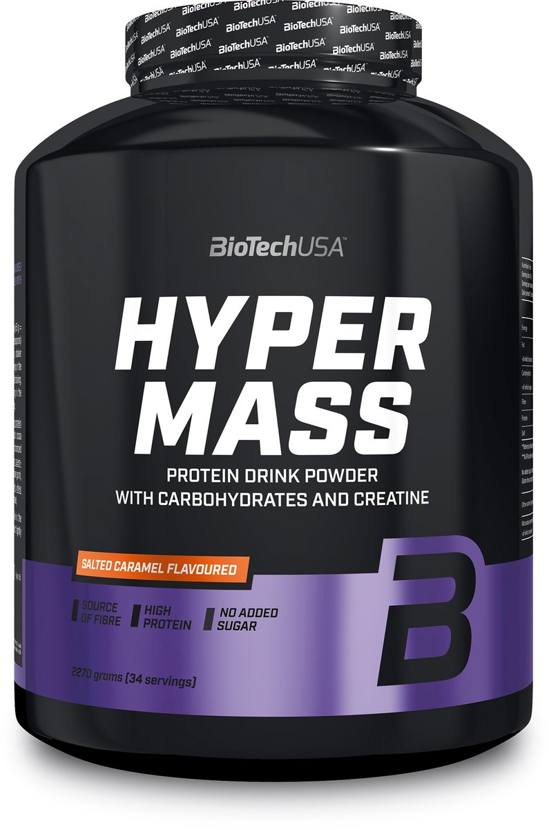 BioTechUSA Hyper Mass - Mass Gainer met Koolhydraten & Eiwitmengsel | Gemicroniseerde Creatine | Glutenvrij, 4 kg, Gezouten karamel