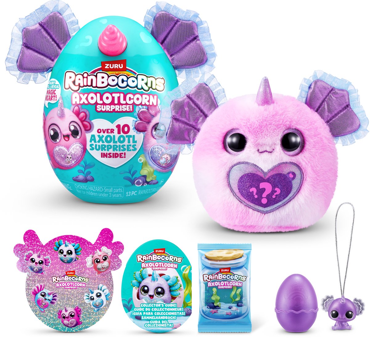 Zuru Rainbocorns knuffel Sparkle Heart Axolotlcorn speelgoed.
