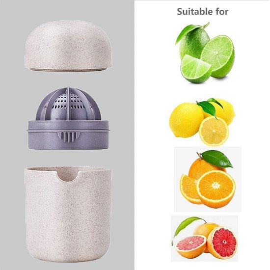 Handmatige Citruspers - 2-in-1 handmatige sapcentrifuge - Handmatige citruspers - Limoenpers met Bakje - Beige - Inclusief zeef - Kan citroenen, limoenen, druiven, sinaasappels, watermeloenen en ander fruit persen — afbeelding 3