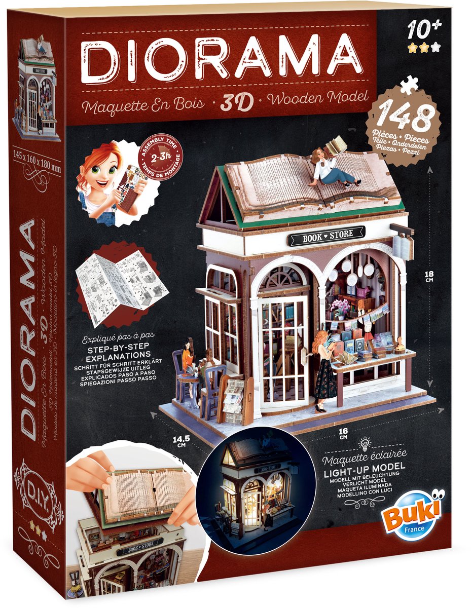 Buki - Modelbouwpakket - Diorama - Hout - Thema bibliotheek