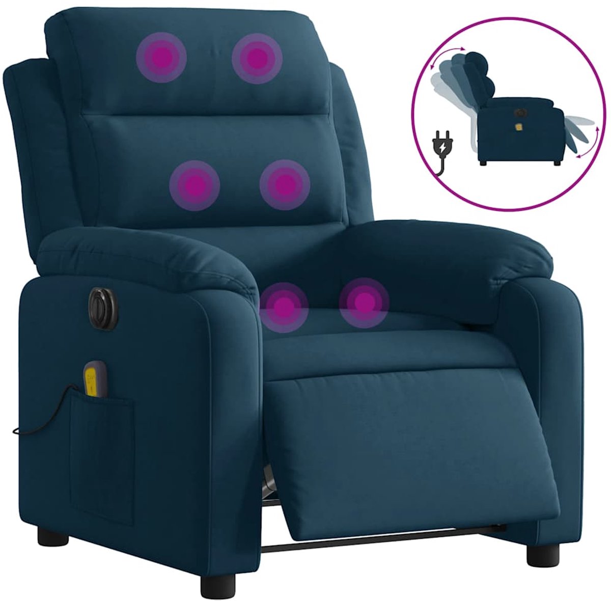 vidaXL Massagestoel - elektrisch - verstelbaar - fluweel - blauw