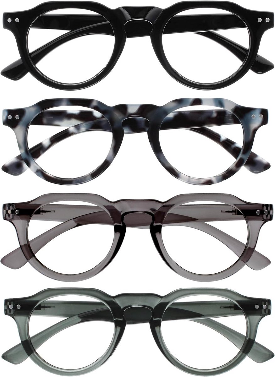 4-Pack Leesbril met Blauwlichtfilter - Platte Bovenkant - Heren & Dames