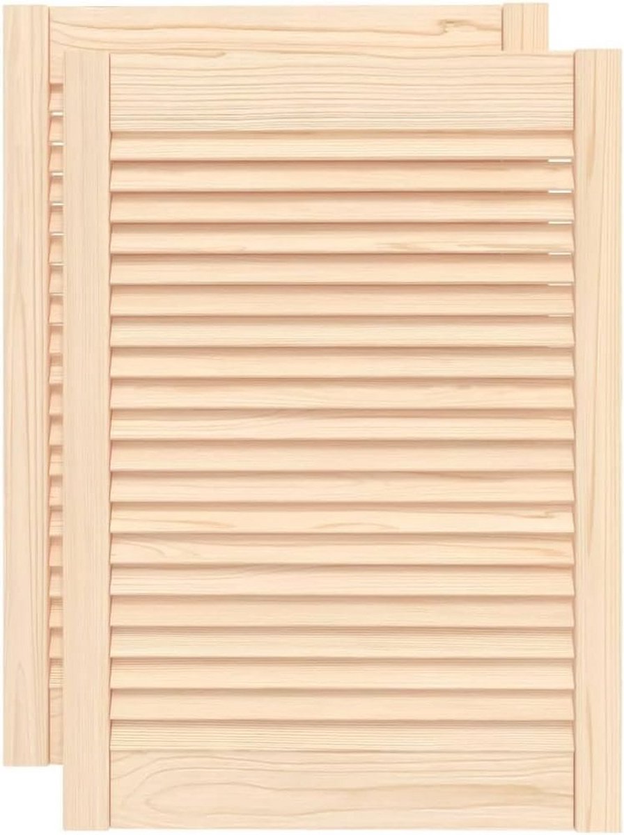 Set van 2 Massief Houten Kastdeuren met Latten voor Ventilatie