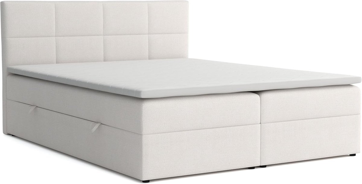 VENASI MÖBEL Boxspringbed BETTY met Opbergladen en H2/H3 Matras – Gestoffeerd Tweepersoons Bed – Comfortabel en Modern Slaapkamermeubel