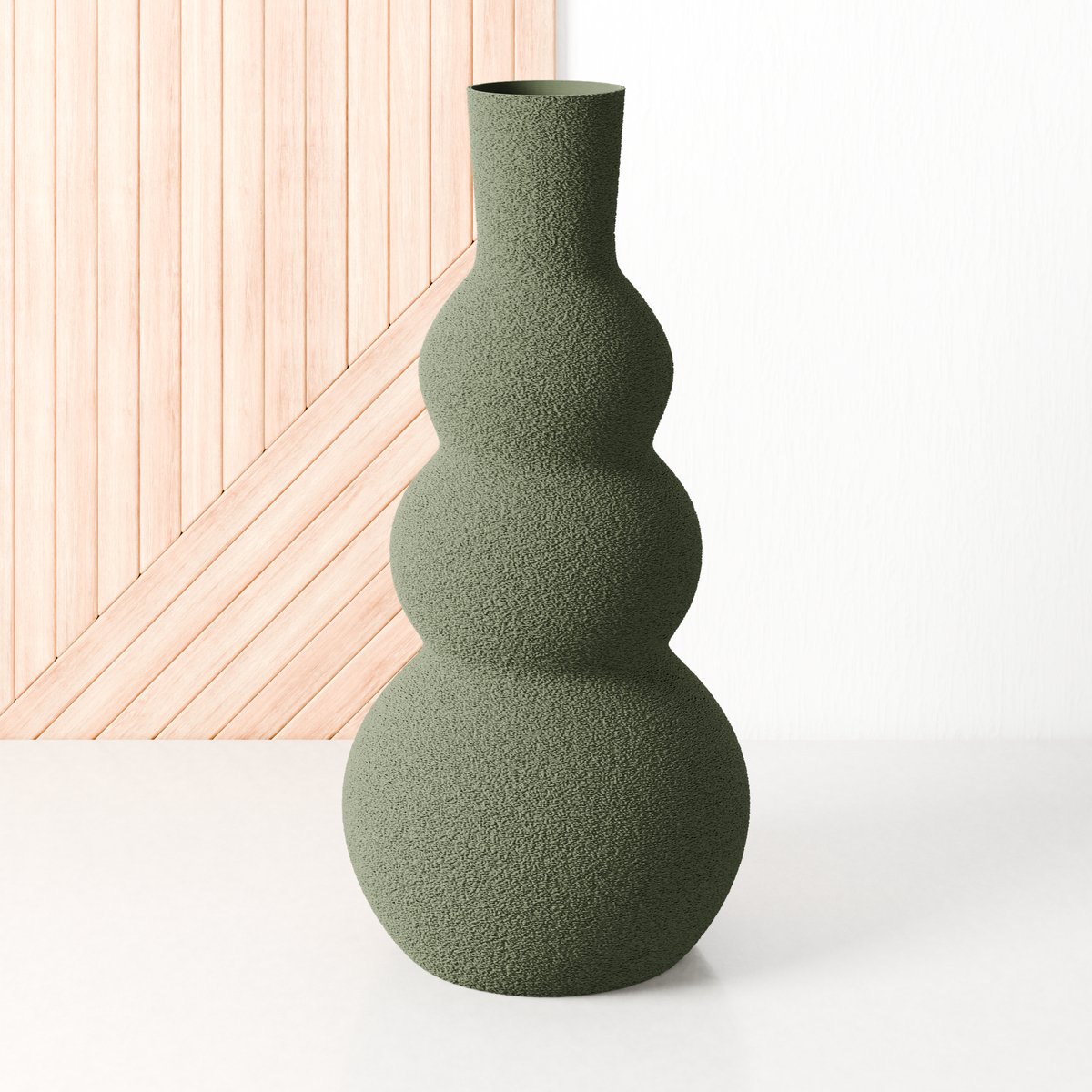 Fleuriek Grote vaas Groen - H40 cm - Hoge bolvaas voor binnen of als decoratieve bloemenvaas, gekleurde ronde vaas van bio-kunststof - Vaas structuur