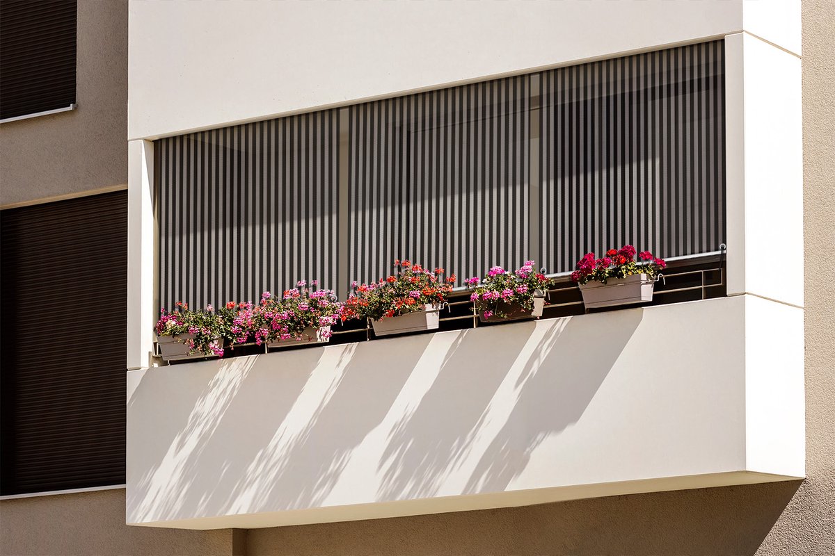 Coloray Buitenrolgordijn - Zwarte en witte verticale strepen Zonwering Balkon - 50x180 cm - Verticale Markies - Screen Buiten - Zonwerende Screen - Outdoor Rolgordijn - Terraszonwering - Balkonafscherming