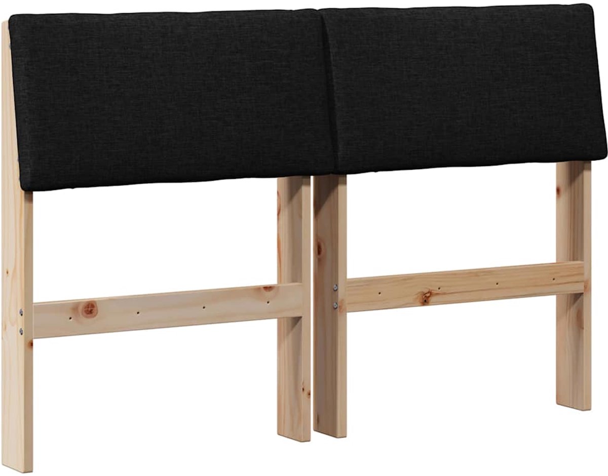 vidaXL Gestoffeerd - hoofdbord - Zwart - 120 - cm - Massief - grenenhout