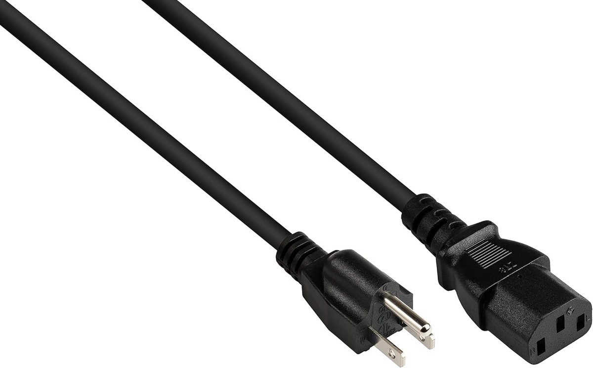 Netsnoer 5 meter met NEMA 5-15P naar C13 stekker, recht, UL gecertificeerd, zwart