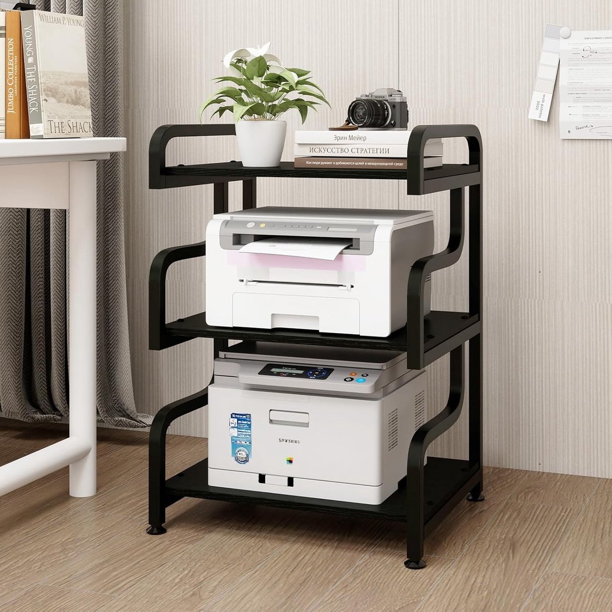 Verrijdbare Printer- en Opbergkast met 3 Lagen voor Thuis en Kantoor