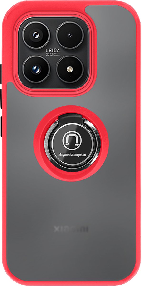 Avizar Hoesje Geschikt voor Xiaomi 17 met Ringhouder en Magnetische Bevestiging, Rood