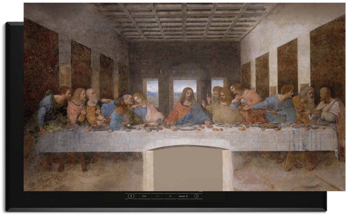 KitchenArt - Laatste avondmaal – Inductie Beschermer - 90x52 cm - Kookplaat Beschermer - Luxe Afdekplaat Inductieplaat - Anti-slip & Oprolbaar - Beschermmat Inductiekookplaat