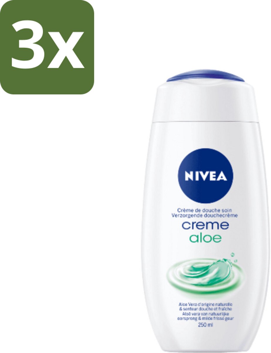 3 x NIVEA Douchecrème Aloë 250 ml - Douchegel Aloe Vera - Aloe Vera Douche - Aloe Vera Crème - Aloe Vera Voor Huid - Aloe Vera Hydratie