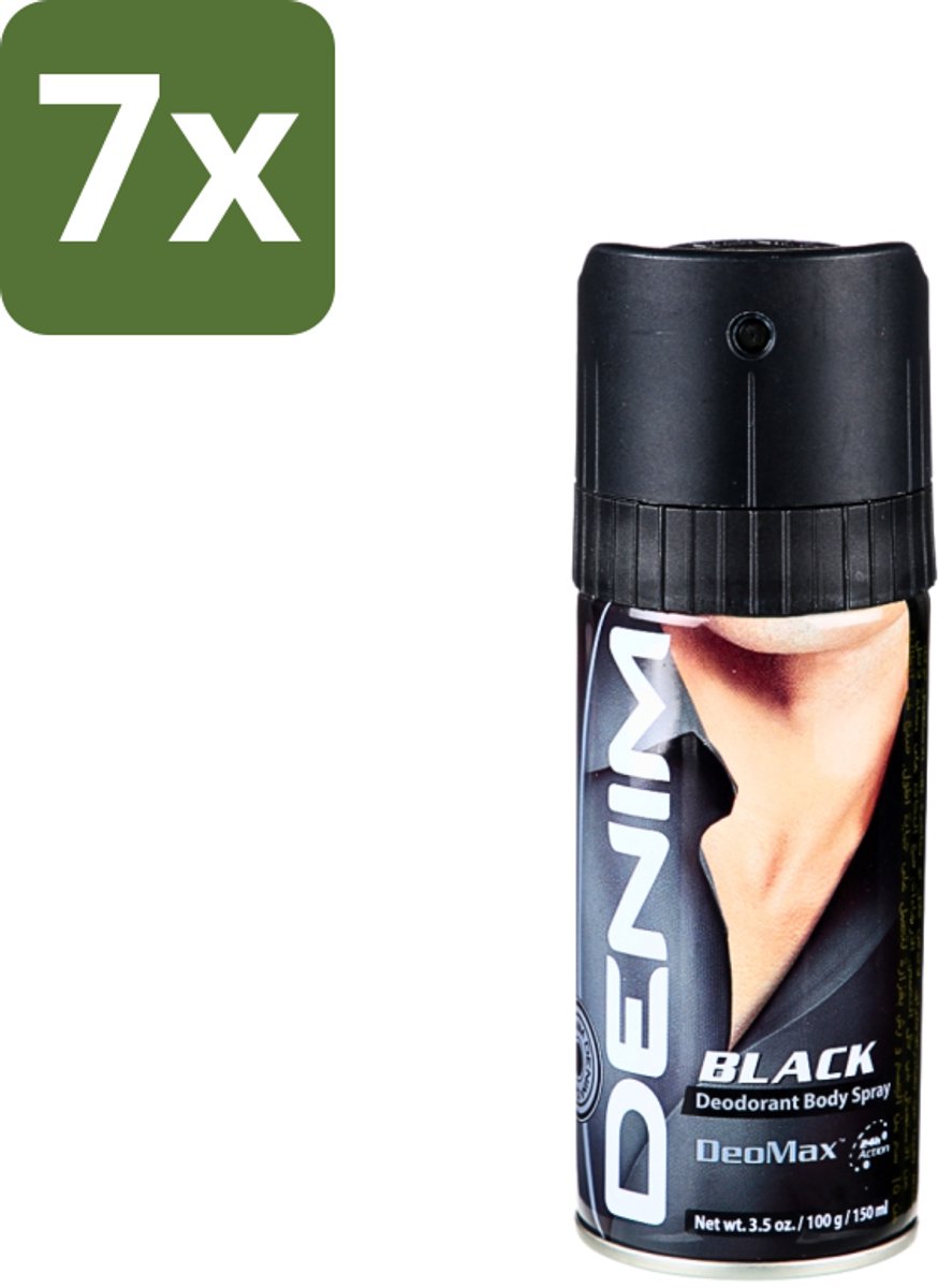 Denim - Deodorant Aerosol - Black Geur - Voor Mannen - 150 ml - Bulkverpakking - 7 stuks