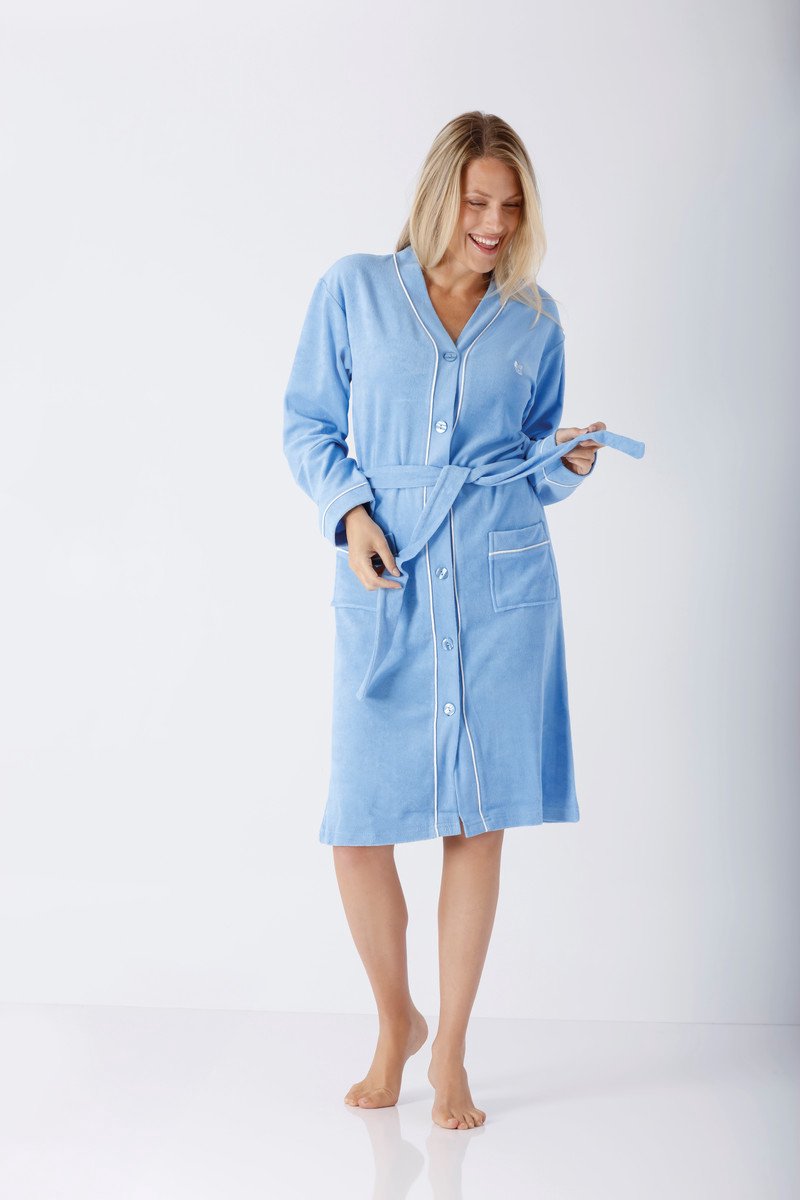 Hajo Blauwe dames badjas Hajo - Blauw - Maat - 48/50