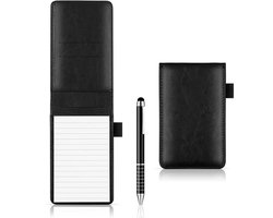 Notitieboek - Mini Pocketnotitieboekje A7 - PU - Met pen - Draagbaar Zaknotitieblok - Outdoor notitieblok - Voor Buitenactiviteiten - Geschikt voor studenten - 138*86*15mm - Zwart