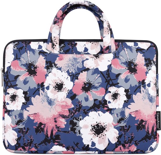 Laptophoes 13 Inch HV – Laptop Sleeve met Handvat – Indigo Flower