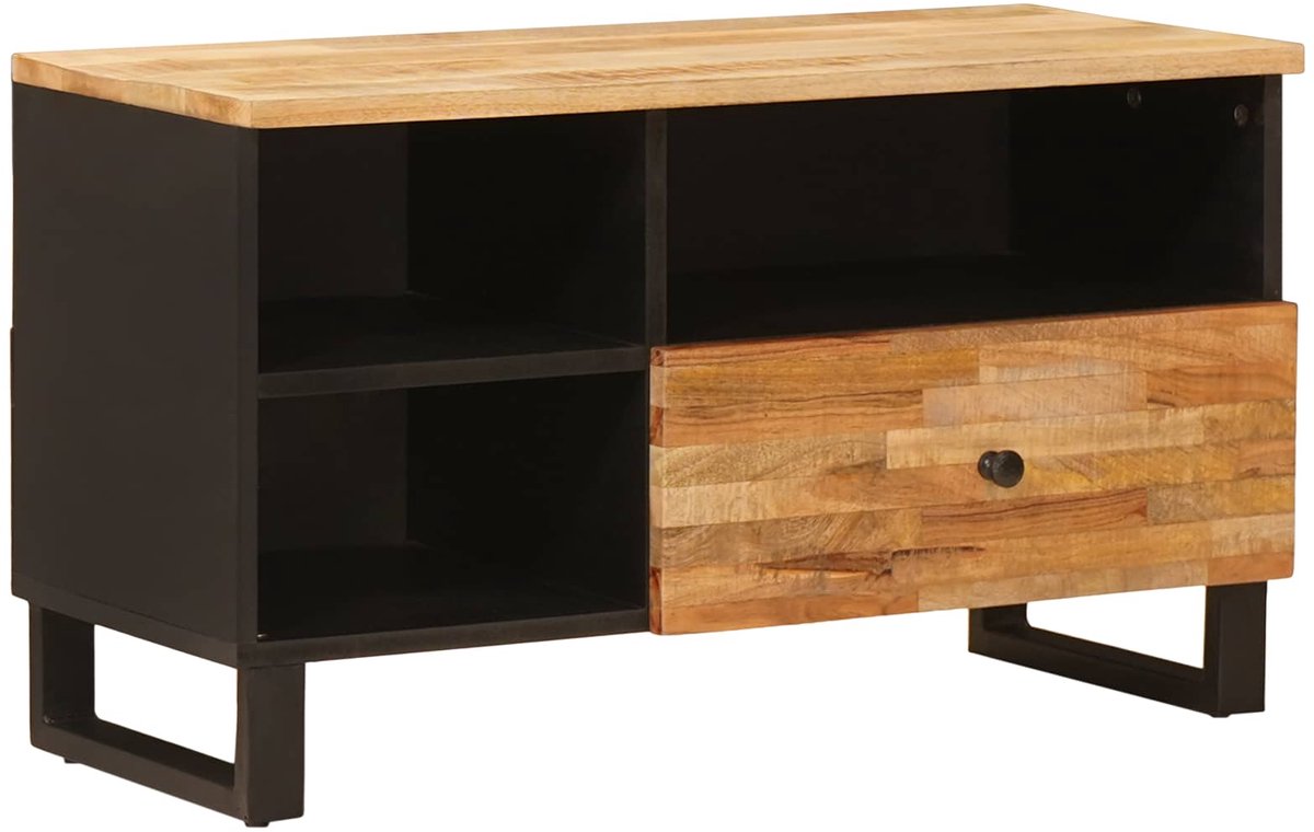 vidaXL - TV - Kast - met - lade - Bruin - 80 - x - 33 - x - 46 - cm - Massief - Mango - Hout
