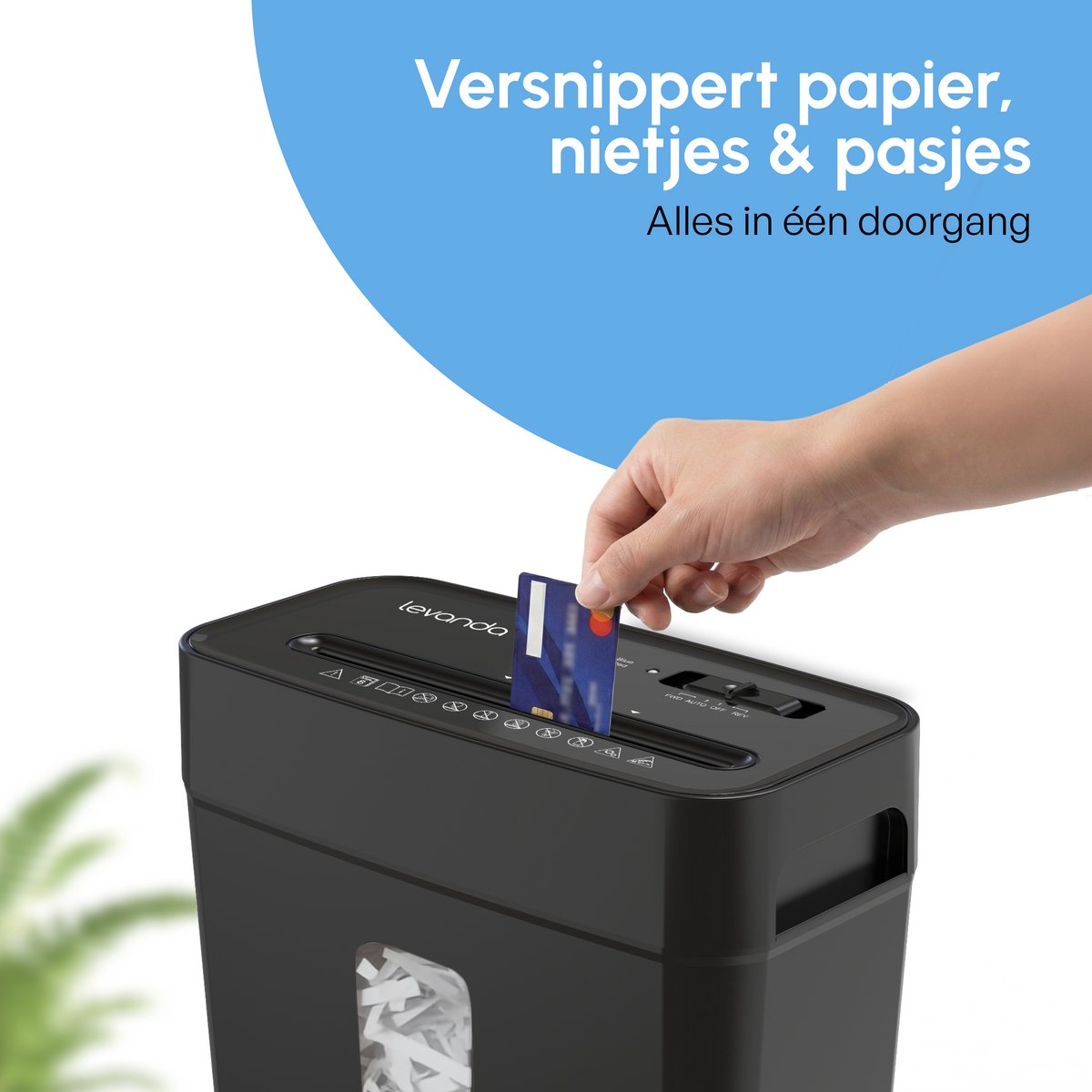 Papierversnipperaar - 14L - 8 A4 vellen - Zwart - Levanda thumbnail 6