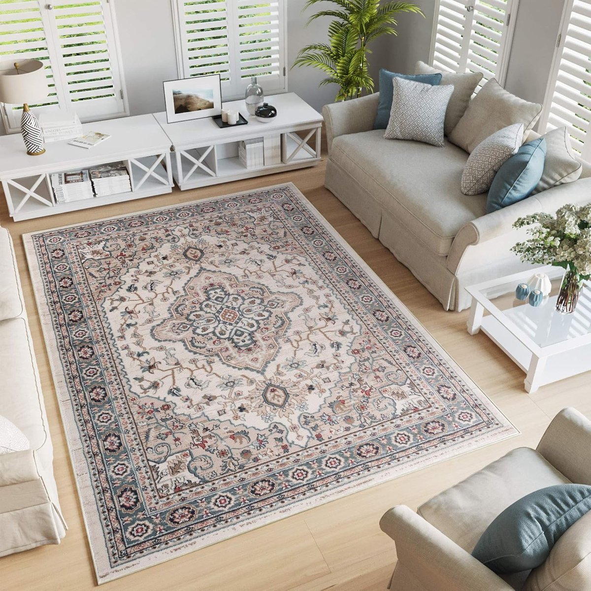 Vloerkleed Beige - Oosters Karpet - Woonkamer Slaapkamer - Geschikt Vloerverwarming - 250 