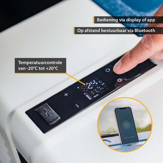 TZS First Austria Compressor koelbox, 52 l, -20 °C tot +20 °C, max/eco binnenverlichting, USB-aansluiting, trolleyfunctie en handgrepen van Merkloos — afbeelding 5