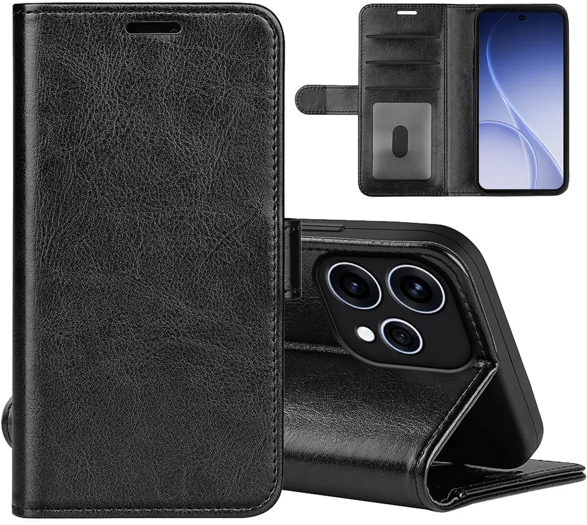 MobyDefend Hoesje - Geschikt voor Oppo Reno15 - Wallet Book Case (Sluiting Achterkant) - Zwart