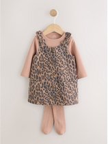 Next - Meisjes - Pinafore Lange mouwen Bodysuit & Panty's 3 -delige Set - Dierenprint