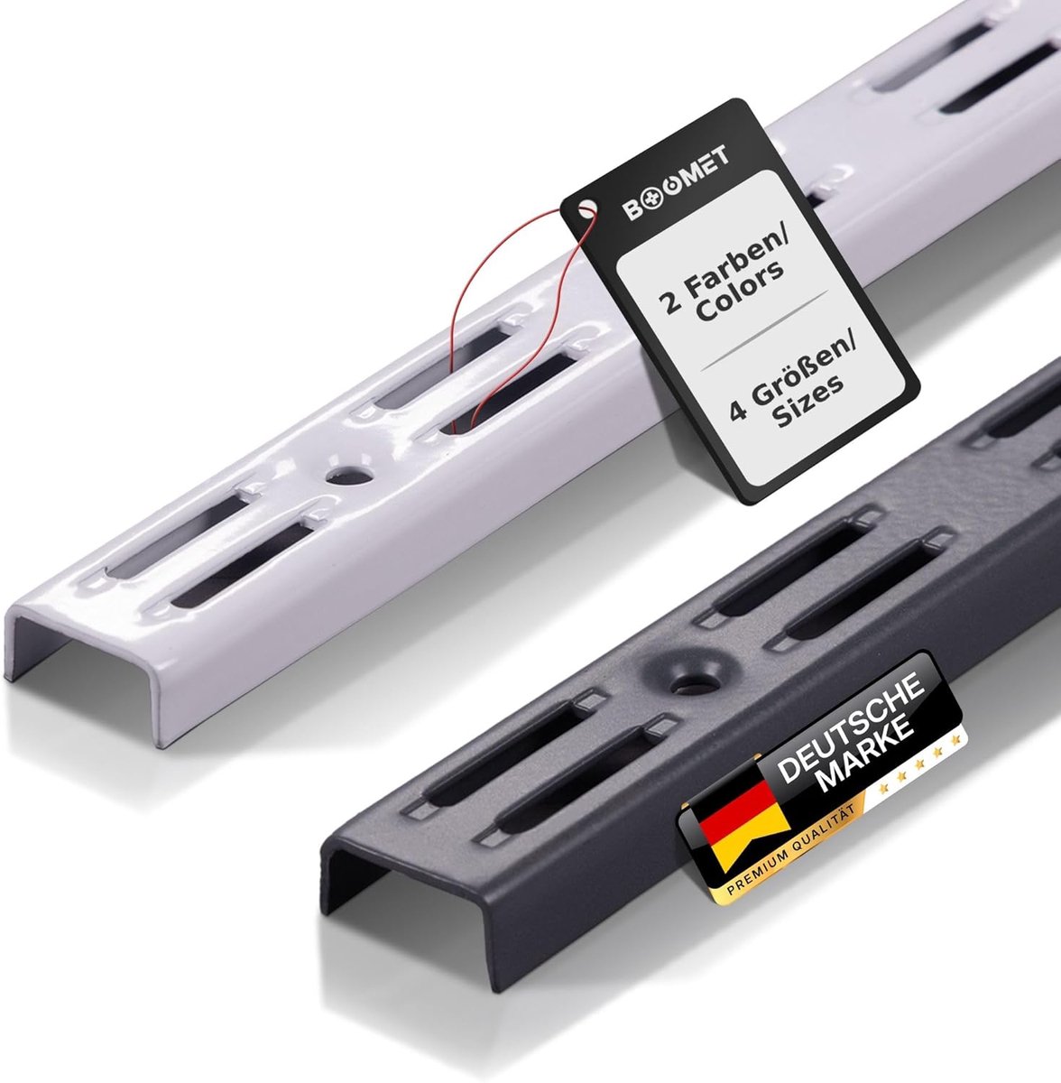 Wandrails 2-laags - Plankdragersysteem - Opbergen - Gepoedercoat staal - 50 cm lengte - Wit
