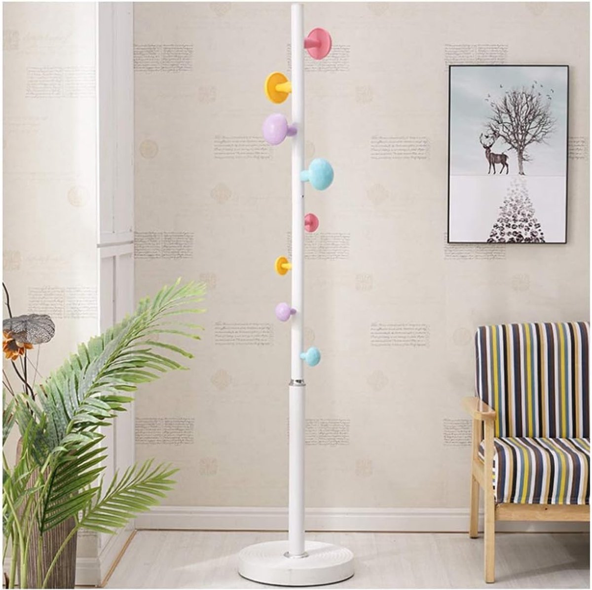 Metalen Kapstok - Vloer Hanger - Orde Houden - Moderne Paddestoel - 173 x 35 cm - Roze