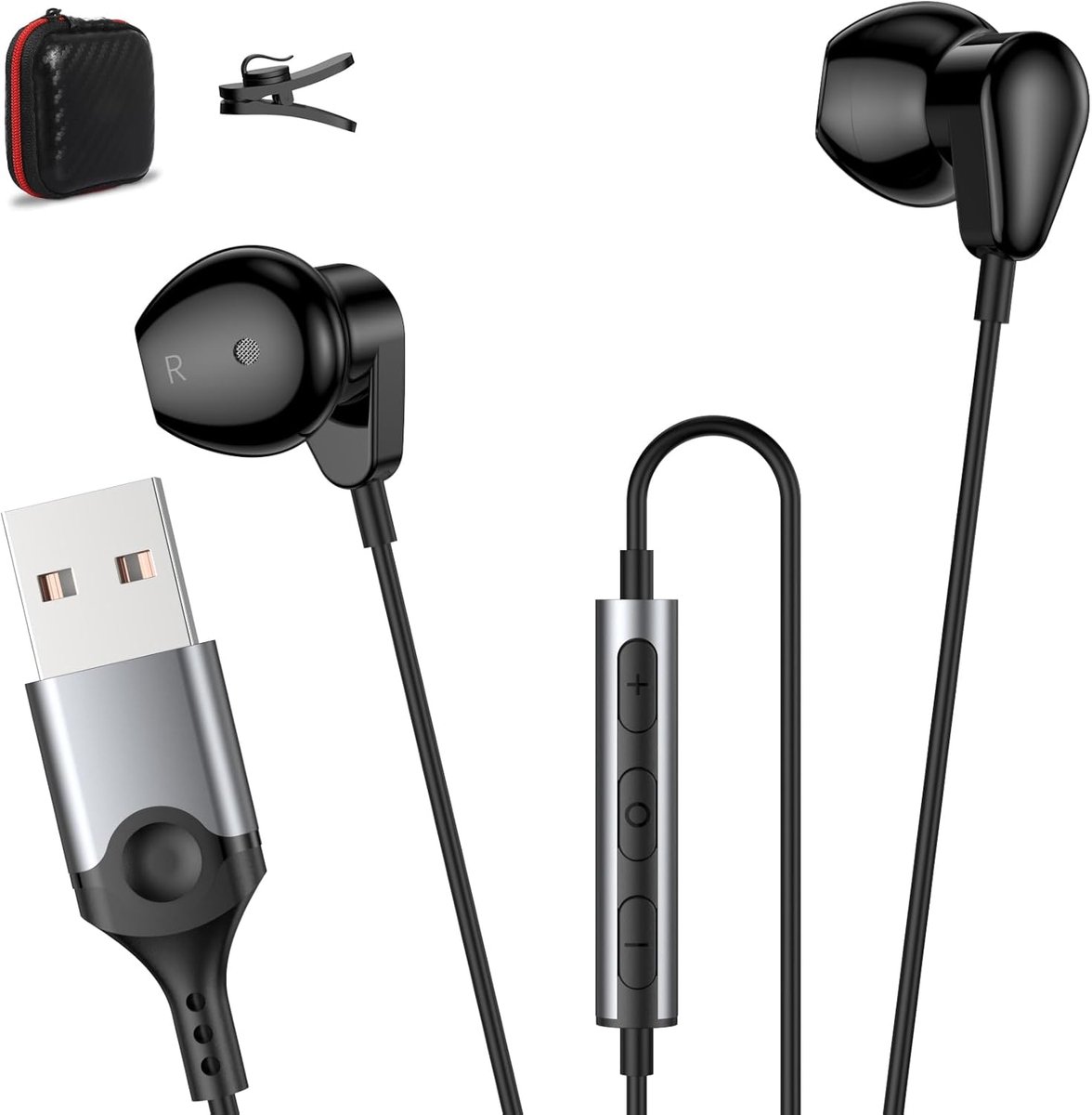 PC Headset - In-ear Communicatie - Online Vergaderen - Geluidsisolatie - 2.3m Kabel - Zwart
