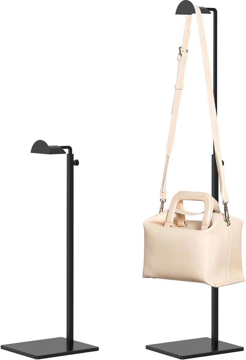 Handtassenhouder Set - Tafelstandaard - Tas Presentatie - Schaalbaar Hoogte - 39-65 cm - Zwart