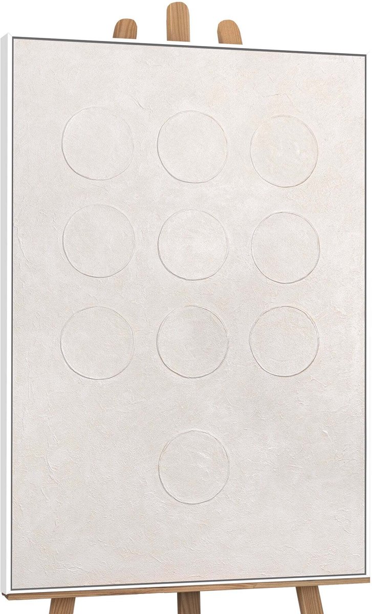 YS Canvas schilderij 120x80 cm handgeschilderd witte code – YS-Art Gallery – Lijst: Wit – Luxe wanddecoratie White