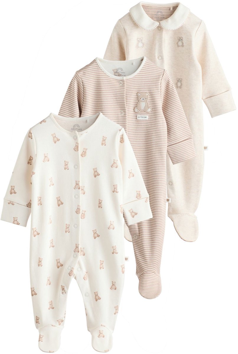 Next - Jongens - Set van 3 babypyjama's - Crème