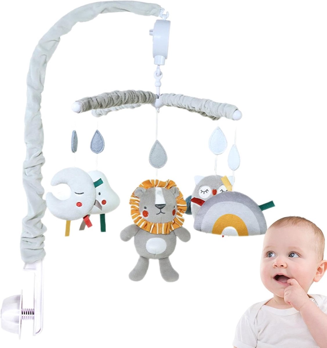 Kinderbed Mobiel - Baby Mobiel Muziek - Babykamer Decoratie - Zachte Stoffen Hoes - 68x33 cm - Meerkleurig