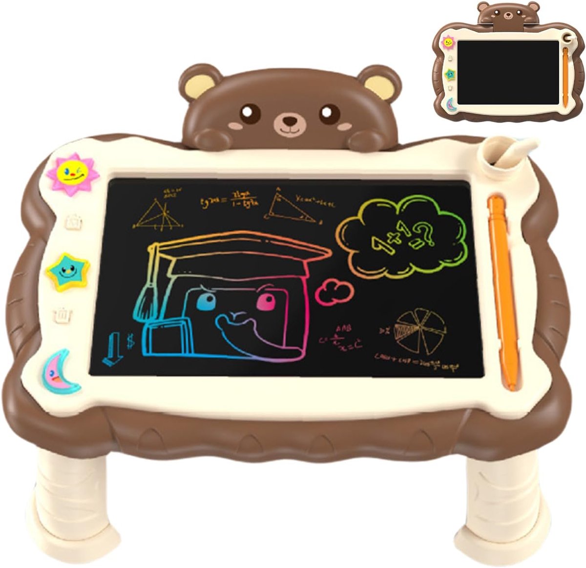 LCD Tekentablet - Digitale Schrijfplank - Creatief Leren - Inclusief Standaard - 30.5 x 25 cm - Bruin