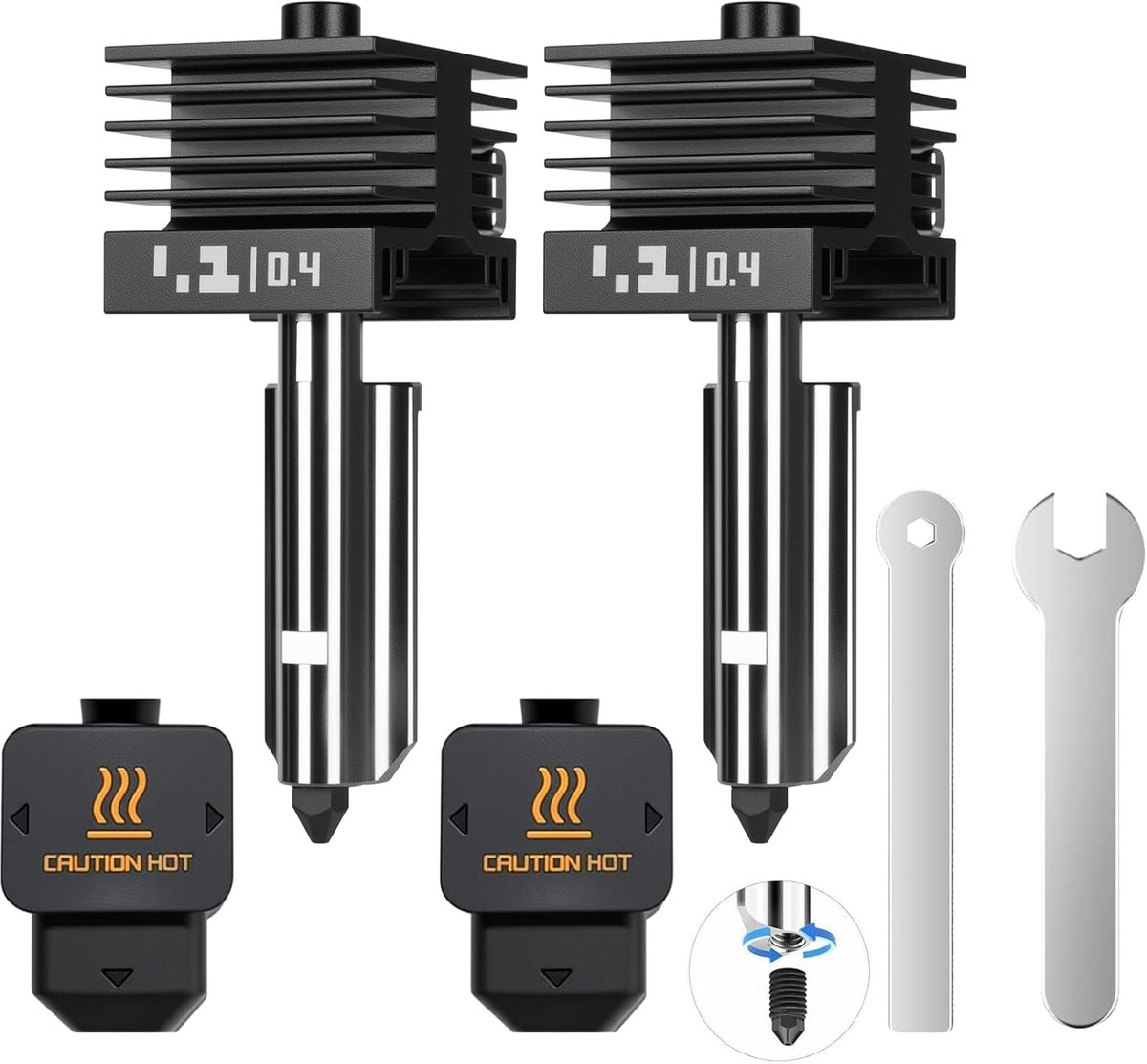 Hotend Mondstuk Set - 3D Printer Onderdelen - Precisie Printen - Gehard Staal - 0.4 mm