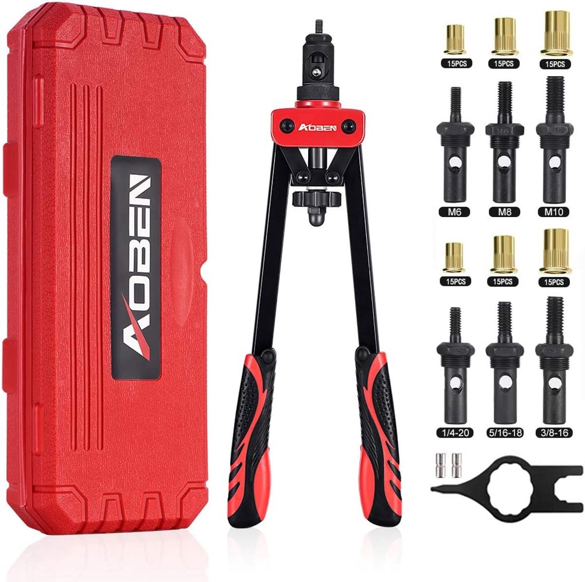 Klinknageltang Set - Handgereedschap Kit - Metaal Verbindingen - Kracht Besparend Ontwerp - 35cm Lengte - Rood