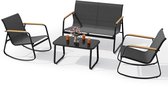 Xbro Tuinset 3-delige met schommelstoel,Balkonset voor 3 personen,Tuinmeubelset met tafel,Bistroset van Textilene,108 x 74 x 85 cm ,Zwart
