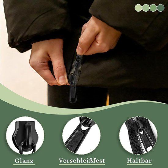 Ritssluiting Reparatie Set - Schuifjes Vervangen - Kleding Repareren - Universeel Waterdicht Metaal - 20 Stuks 4 Maten - Zwart van Merkloos — afbeelding 3